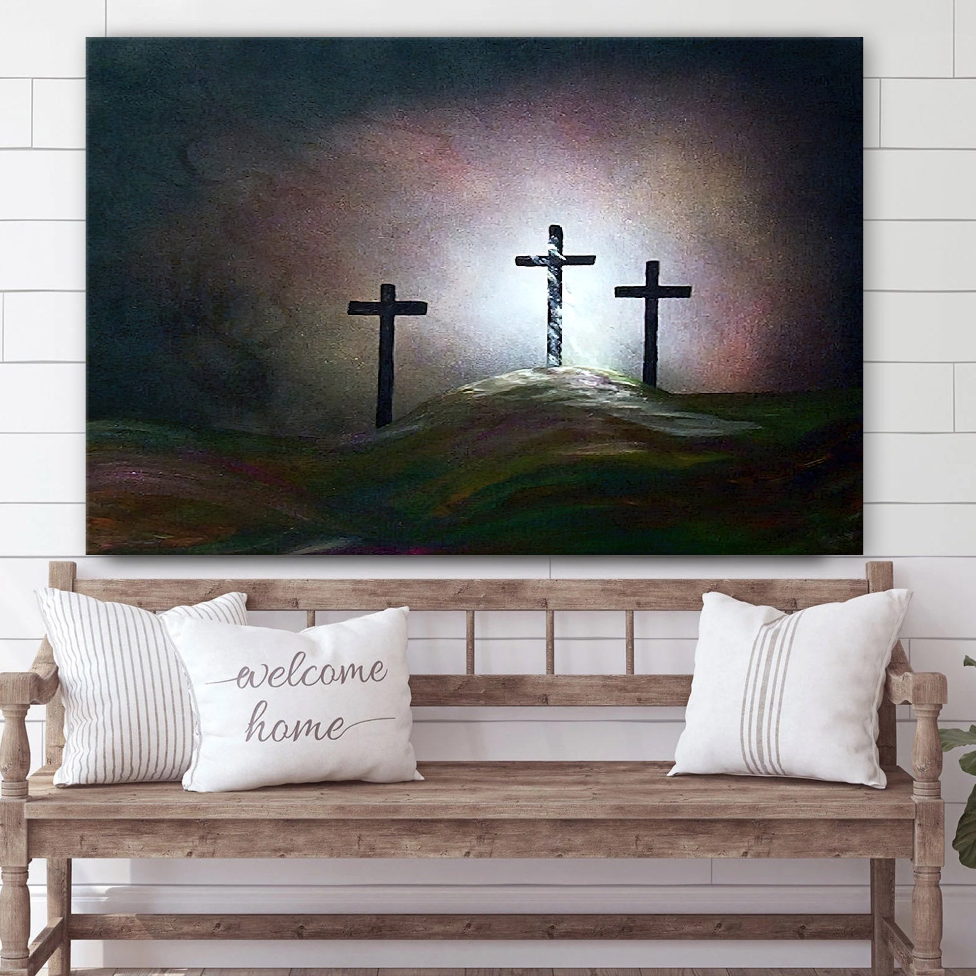 Cross Still the Light Canvas Wall Art – Christian Canvas Wall Decor – Religious Wall Art Canvas