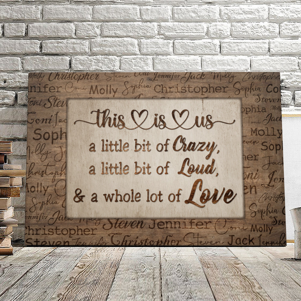 Custom This Is Us Canvas Wall Art – Personalized “This Is Us” With Names On Background Canvas – Family Poster – Canvas Family Gifts