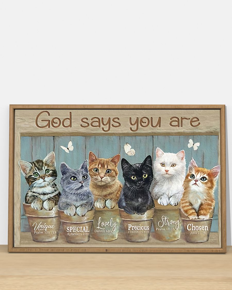 Cute Cats God Says You Are Canvas Wall Art – Christian Poster – Religious Wall Decor