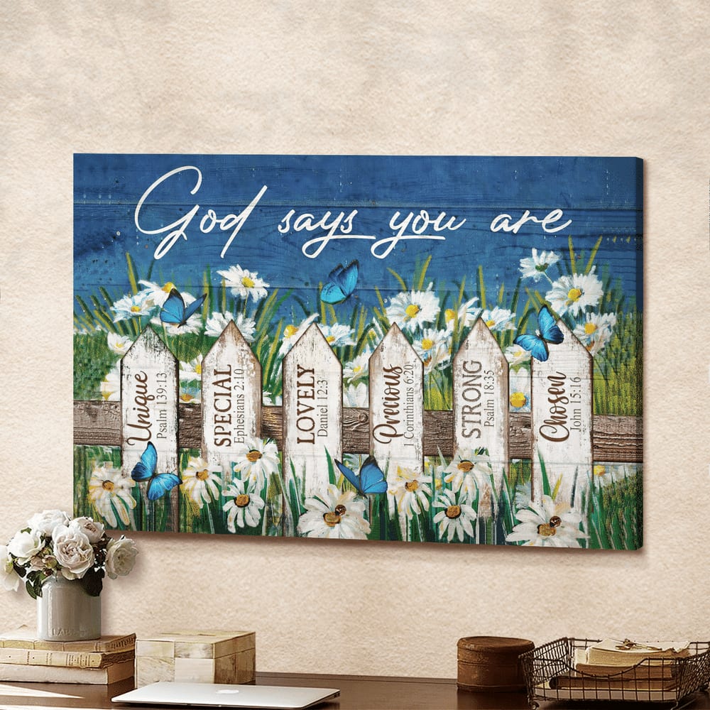 Daisy Garden God Says You Are Jesus Landscape Canvas Wall Art – Christian Poster – Religious Wall Decor