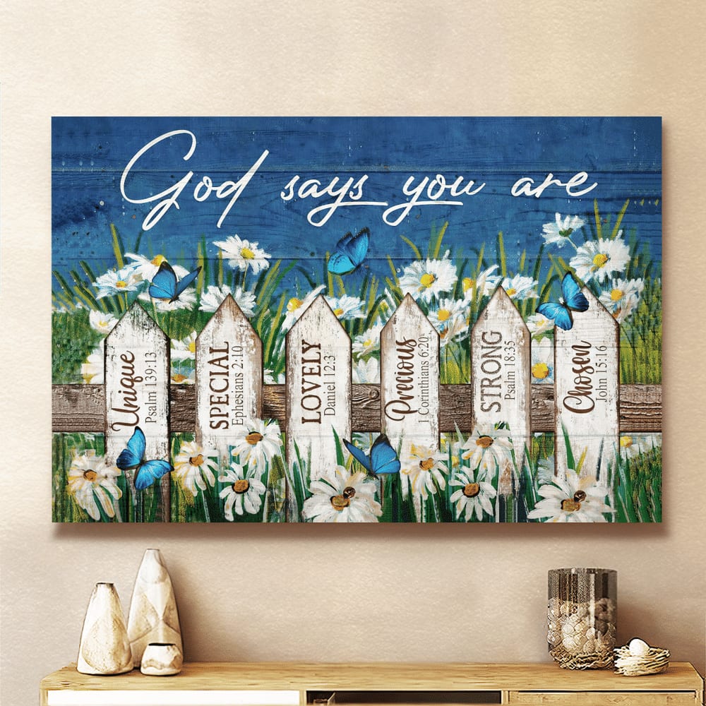 Daisy Garden God Says You Are Jesus Landscape Canvas Wall Art – Christian Poster – Religious Wall Decor