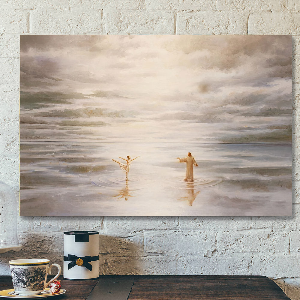 Dancing On Water Canvas Art – Jesus Ballerina Ballet Dancer On Water – Religious Wall Art Canvas – Christian Wall Art – Christian Gift