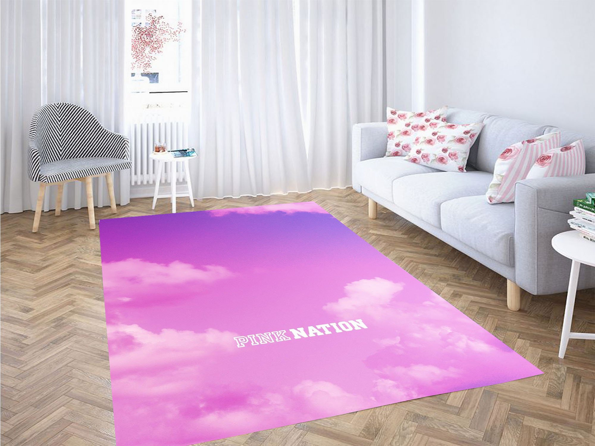 Deschea Aesthetic Cloud Pink Nation Carpet Rug