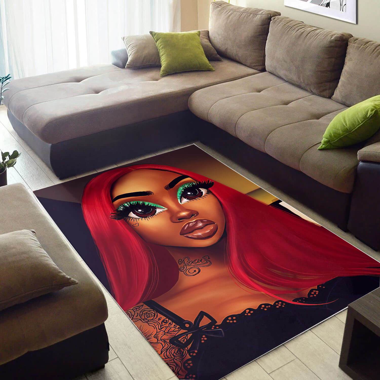 Deschea African American Beautiful Melanin Woman Carpet Design Afrocentric Rug