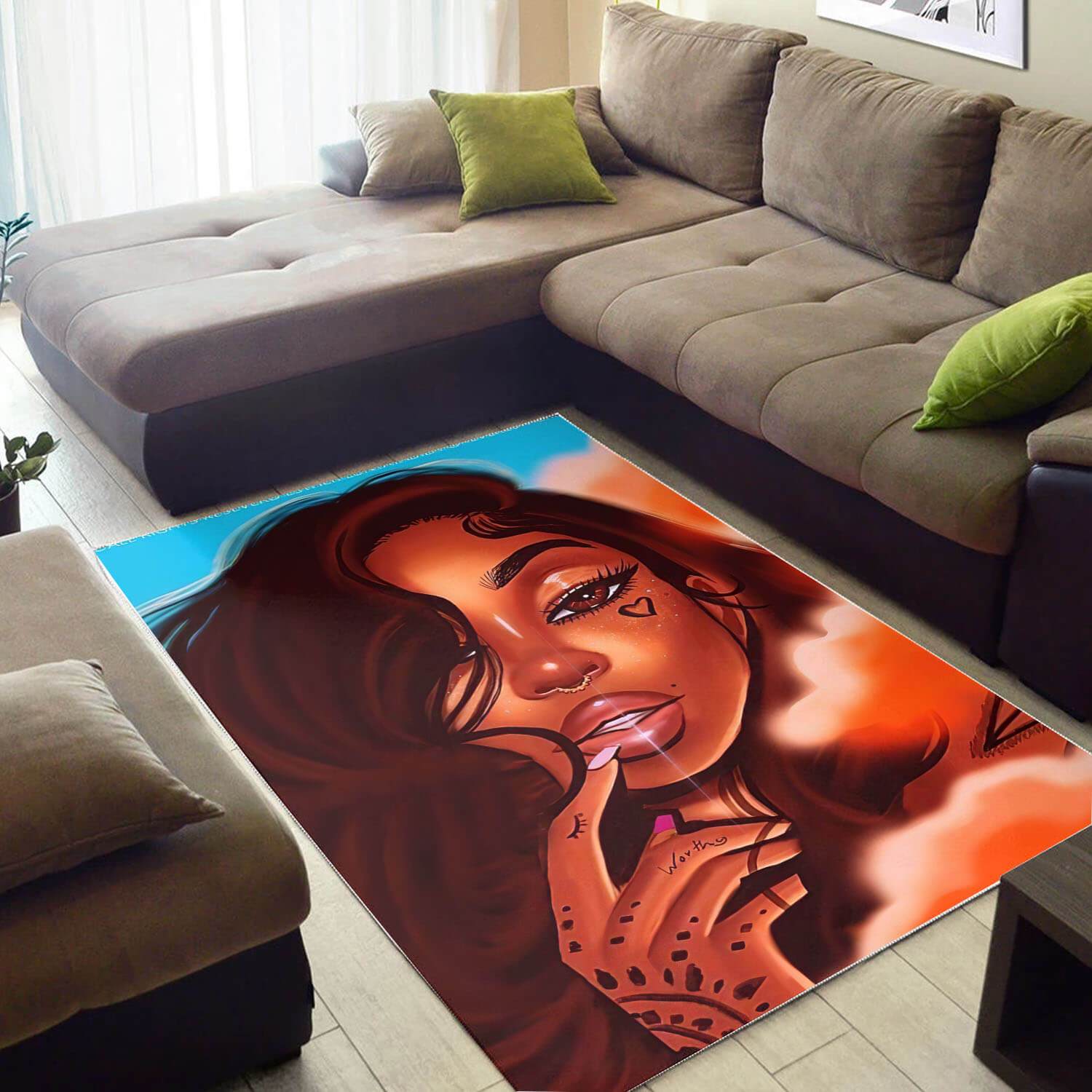 Deschea African Pretty Afro Lady Design Floor Afrocentric Living Room Ideas Rug