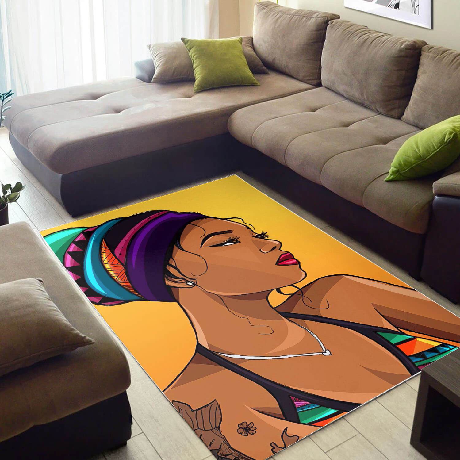 Deschea Afrocentric Beautiful Lady African American Carpet Rug