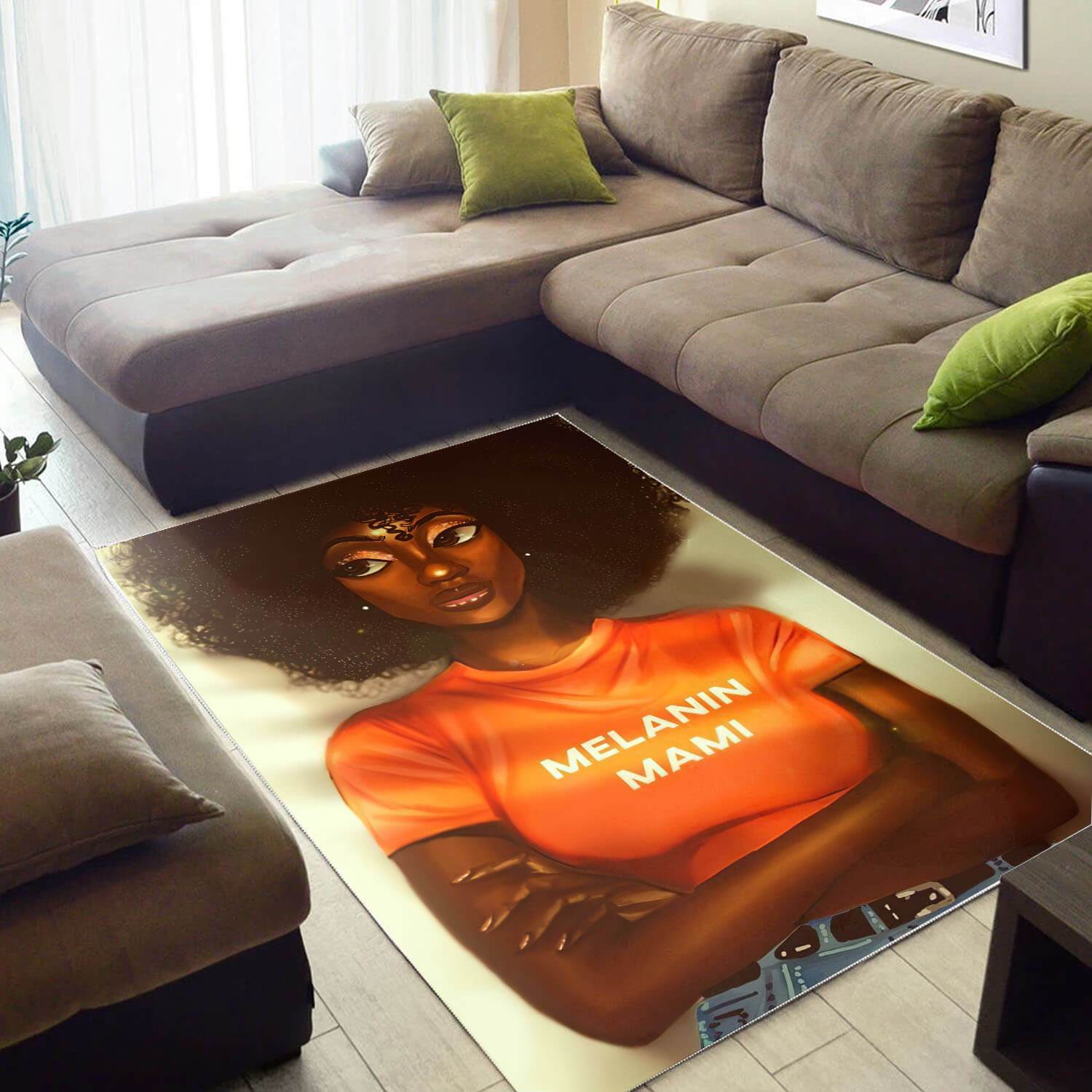 Deschea Afrocentric Beautiful Melanin Poppin Girl African Design Floor Decorating Ideas Rug