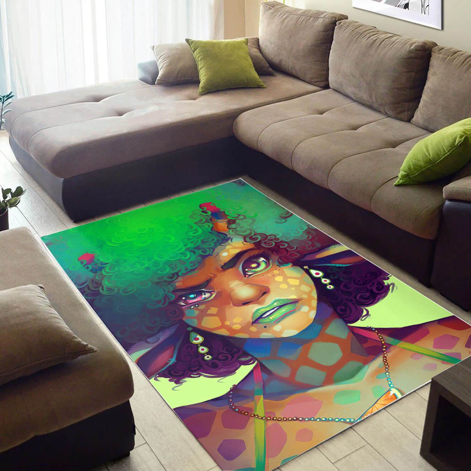 Deschea Afrocentric Beautiful Melanin Woman African American Print Living Room Ideas Rug