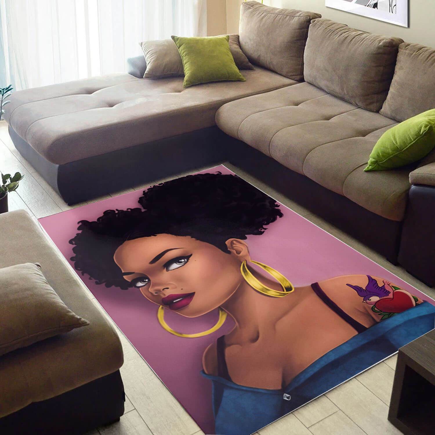 Deschea Afrocentric Pretty Lady African Style Modern Rug