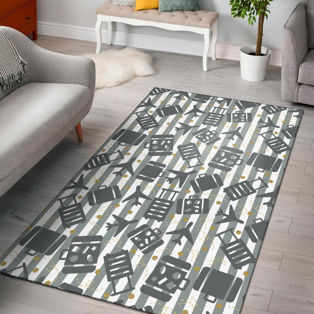 Deschea Airplane Luggage Pattern Print Area Limited Edition Rug