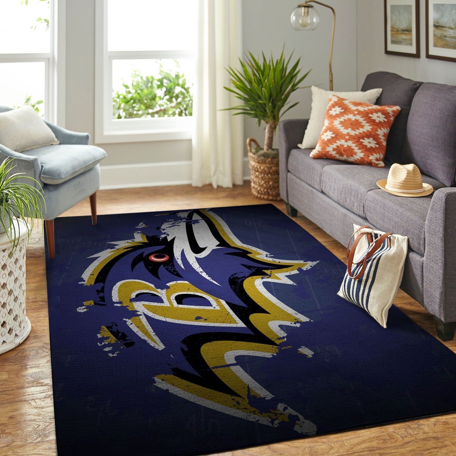 Deschea Baltimore Ravens Living Room Area Rug