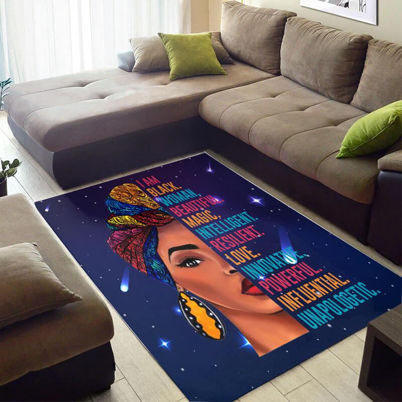 Deschea Beautiful African American Cute Black Queen I Am Woman Magic Large Inspired Home Rug