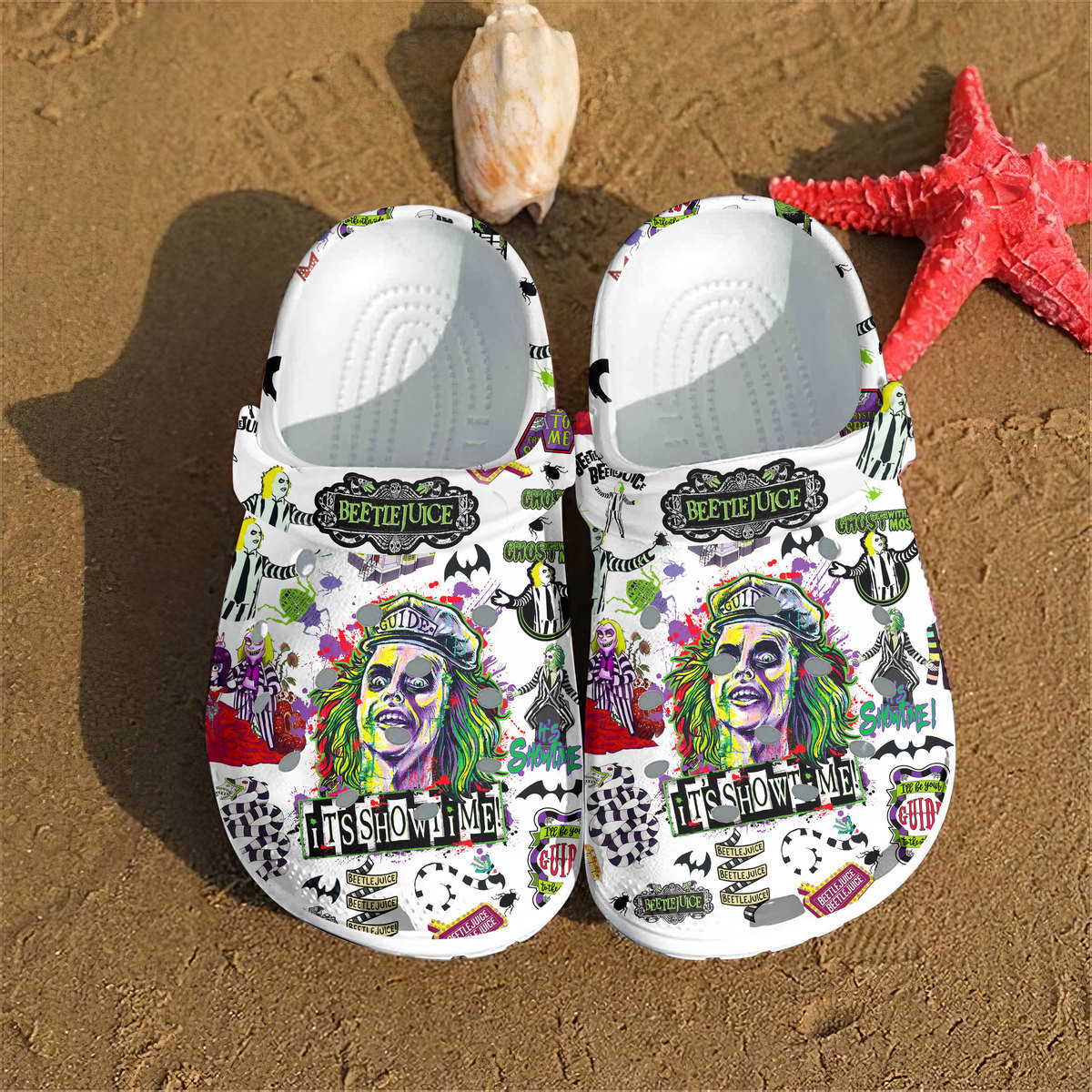 Deschea  Beetlejuice Movie Crocs Crocband Clogs Shoes Comfortable For Men Women and Kids BM1411-1865