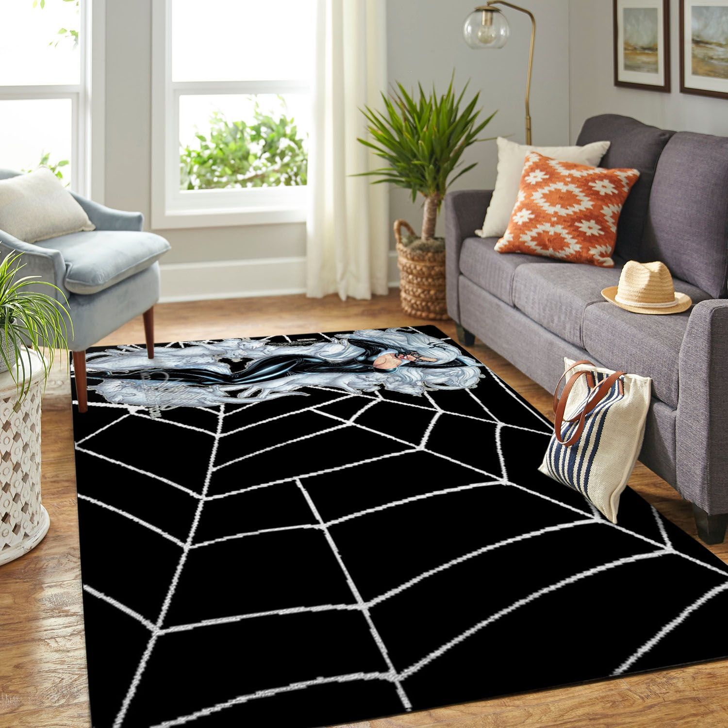 Deschea Black Cat Living Room Area Rug