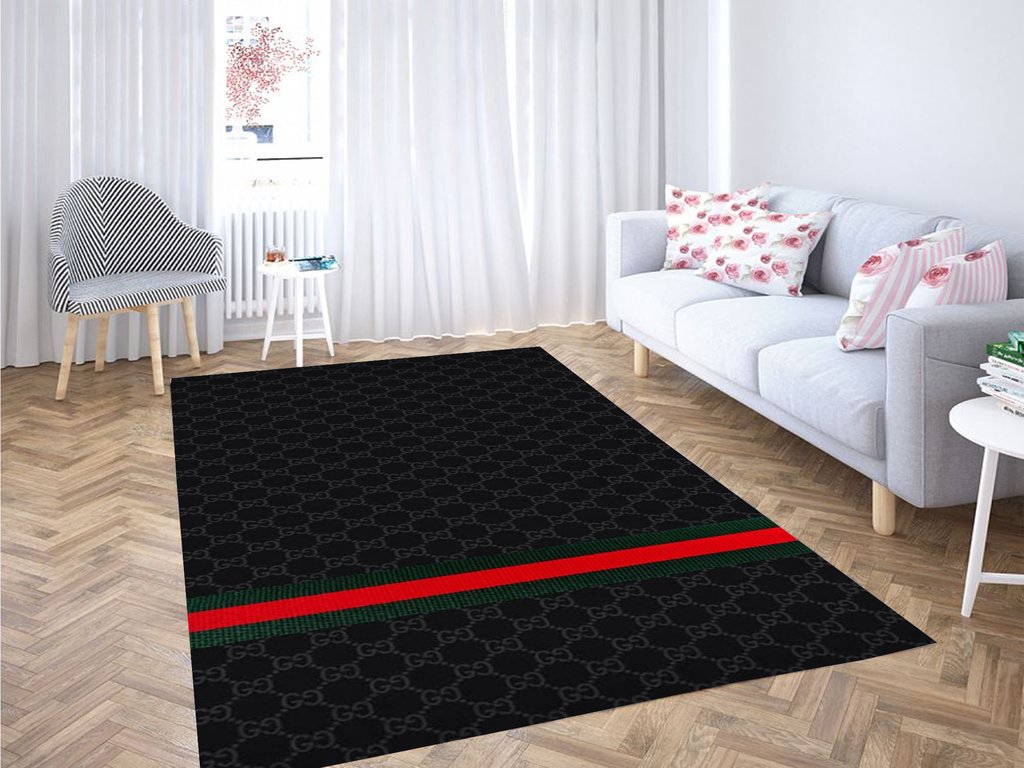 Deschea Black Red Background Living Room Modern Carpet Rug