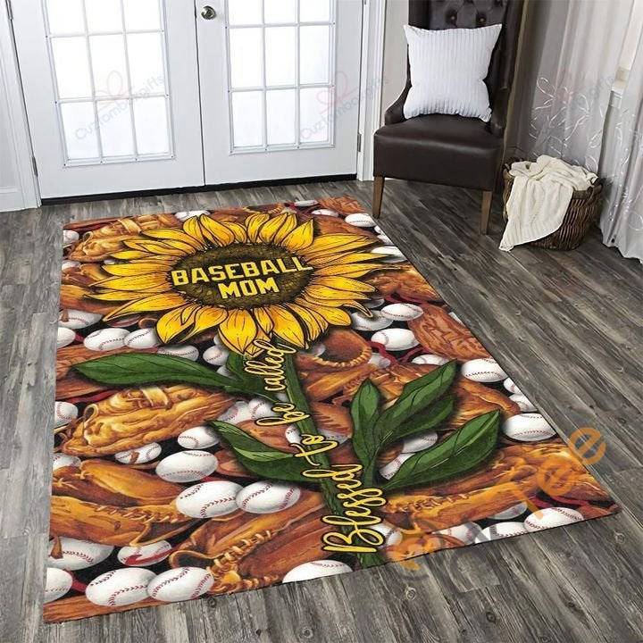 Deschea Bless To Be Call Basketball Mom Sunflower For Living Room Girl Home Decoration Rug