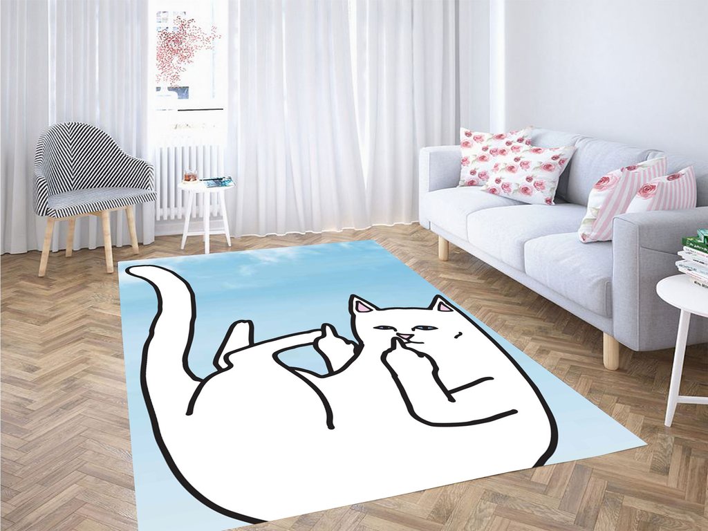 Deschea Blue Sky With Cat Ripndip Living Room Modern Carpet Rug