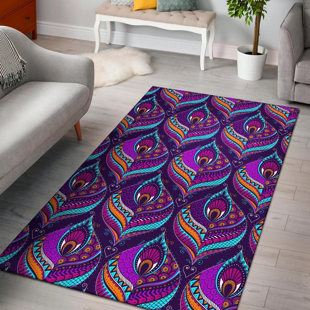 Deschea Bohemian Purple Pattern Print Area Limited Edition Rug