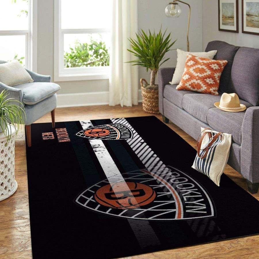 Deschea Brooklyn Nets Area Rug Nba Basketball Team Logo V4636