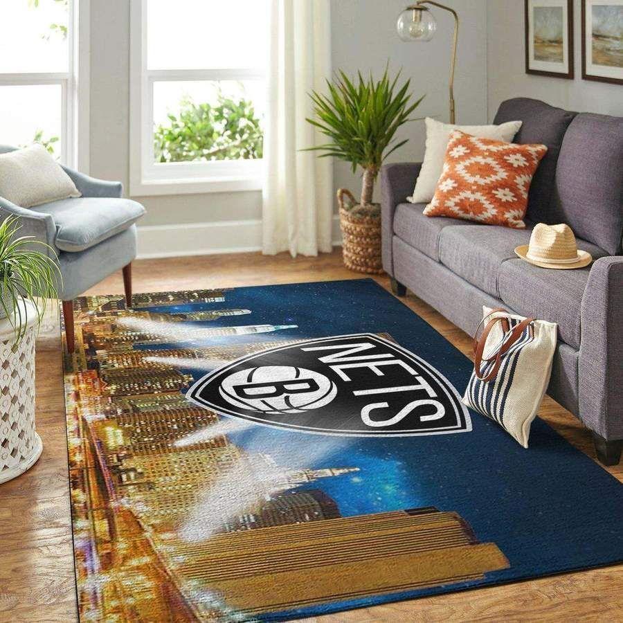 Deschea Brooklyn Nets Area Rug Nba Basketball Team Logo V4637