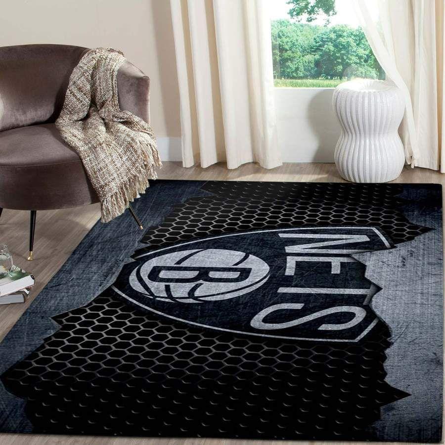 Deschea Brooklyn Nets Area Rug Nba Basketball Team Logo V4638