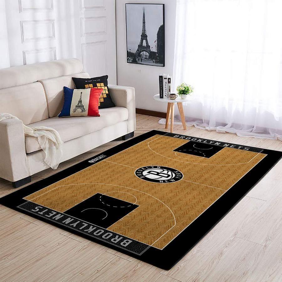 Deschea Brooklyn Nets Area Rug Nba Basketball Team Logo V4649