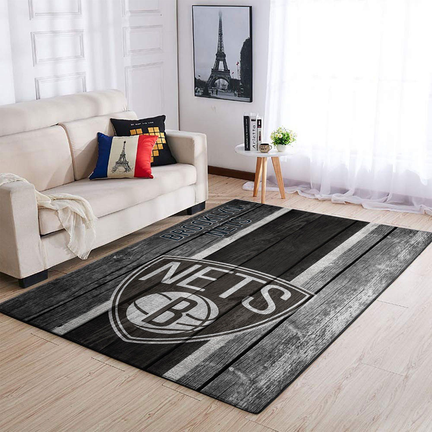 Deschea Brooklyn Nets Nba Team Logo Area Rugs Wooden Style Sports