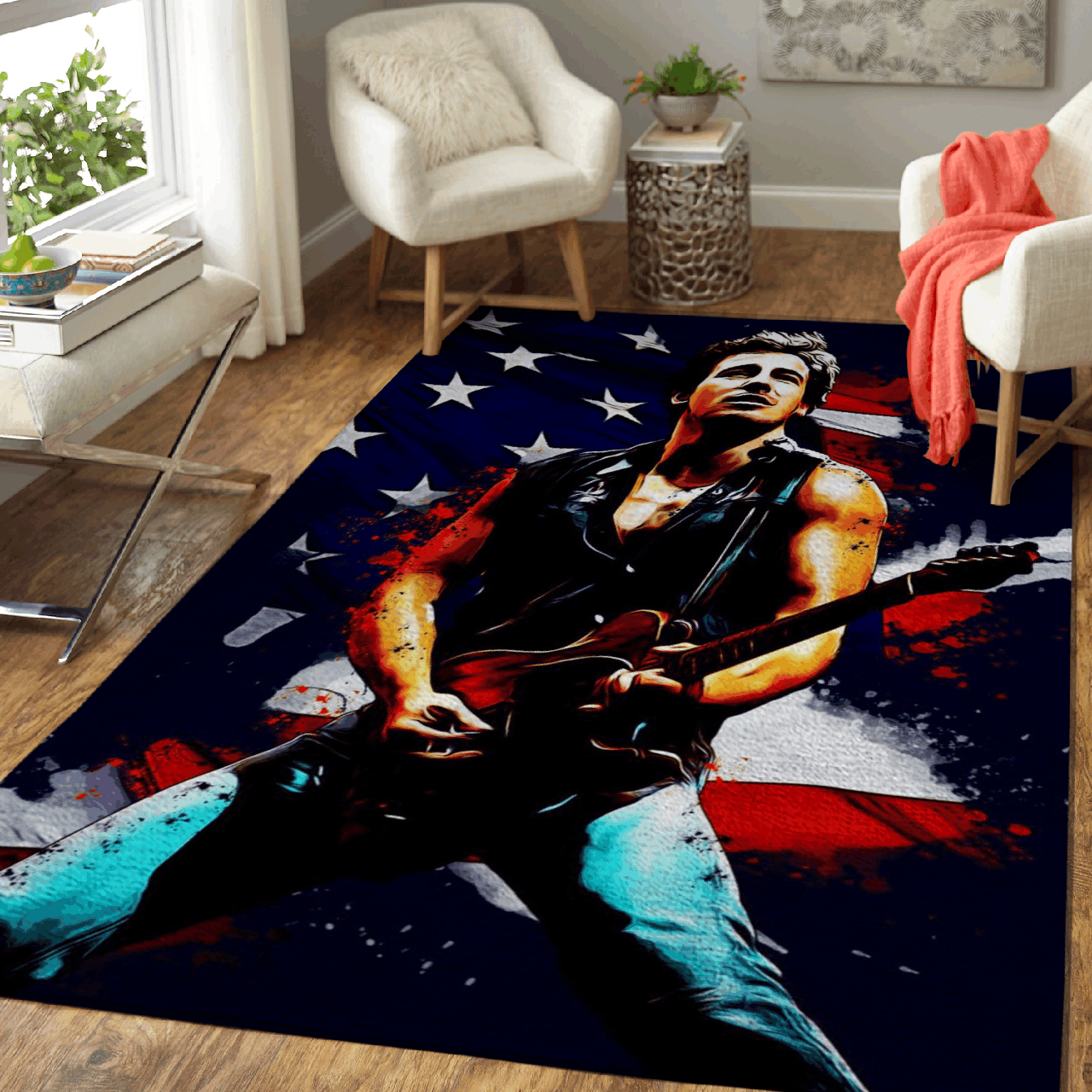 Deschea Bruce Springsteen American Singer And Musician Pop Art Area Rug Area