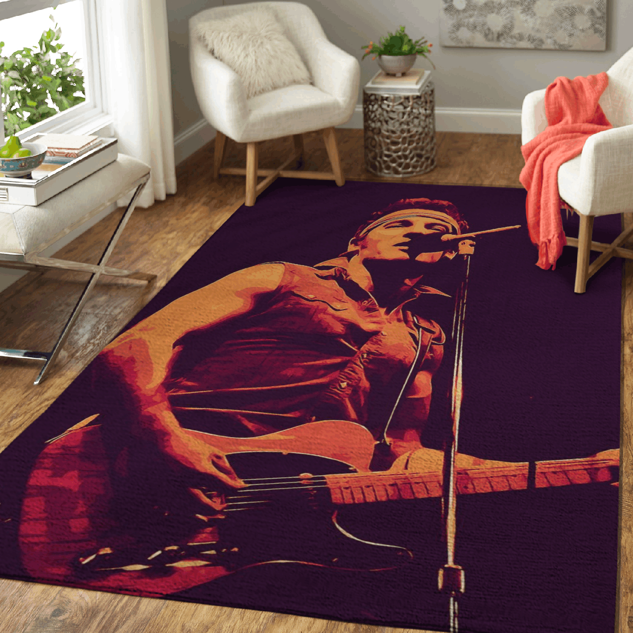 Deschea Bruce Springsteen Guitaris Pop Art Area Rug Area