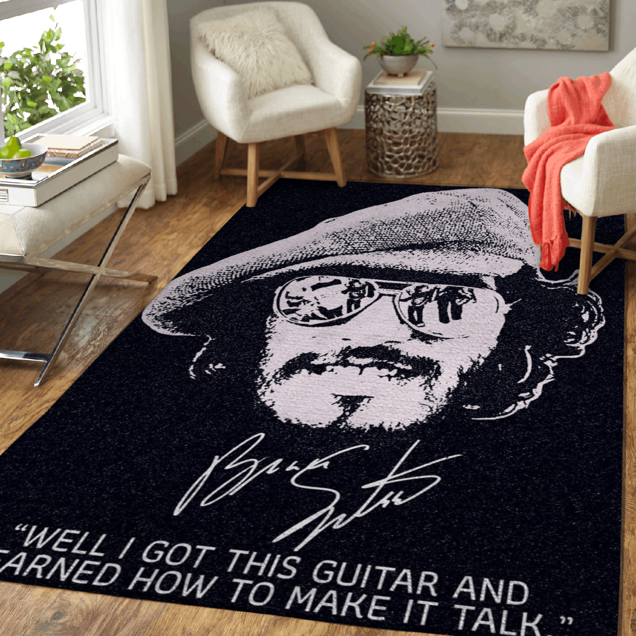 Deschea Bruce Springsteen Quotes Well I Got This Guitar Pop Art Area Rug Area