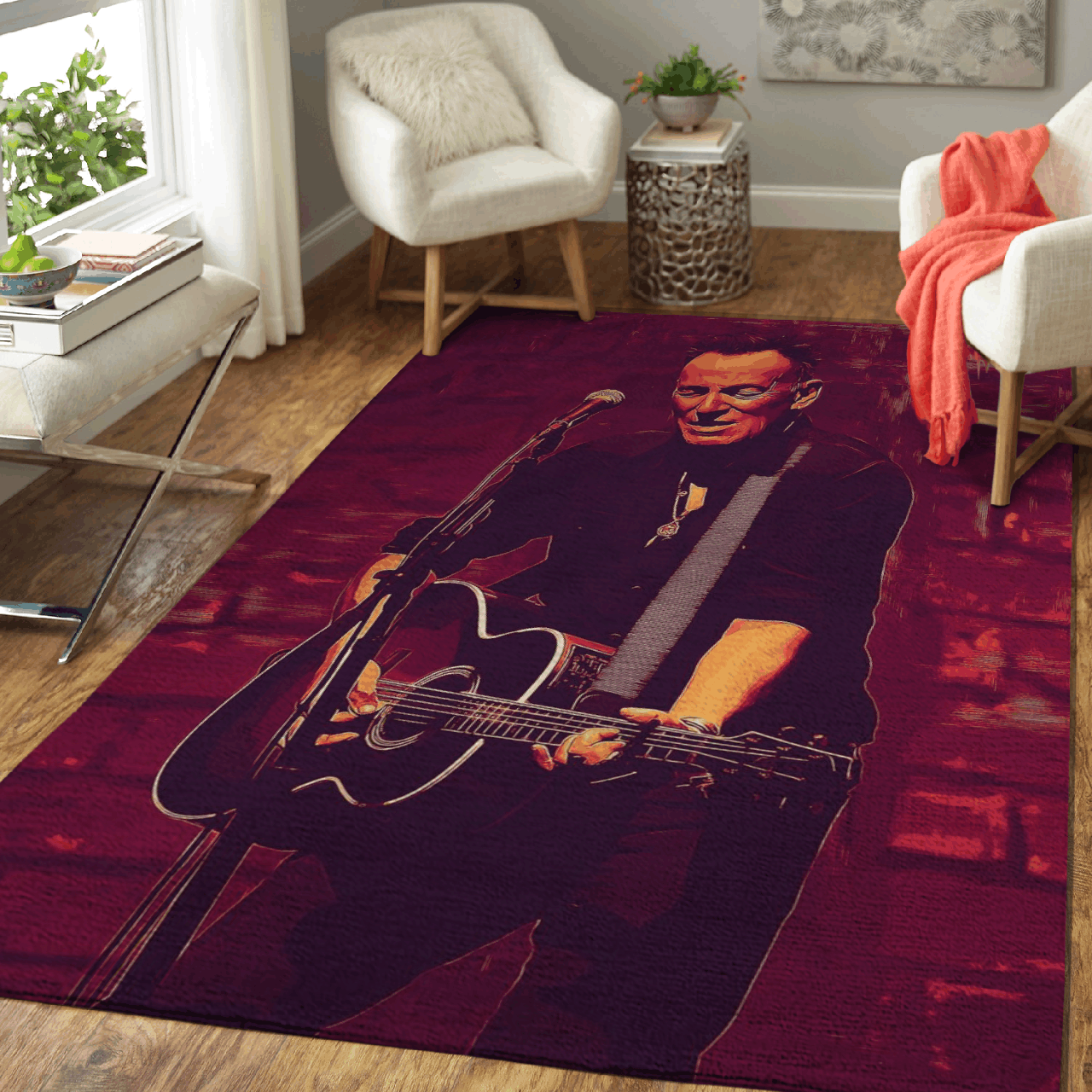 Deschea Bruce Springsteen Rock Music Art For Fans Area Rug Area