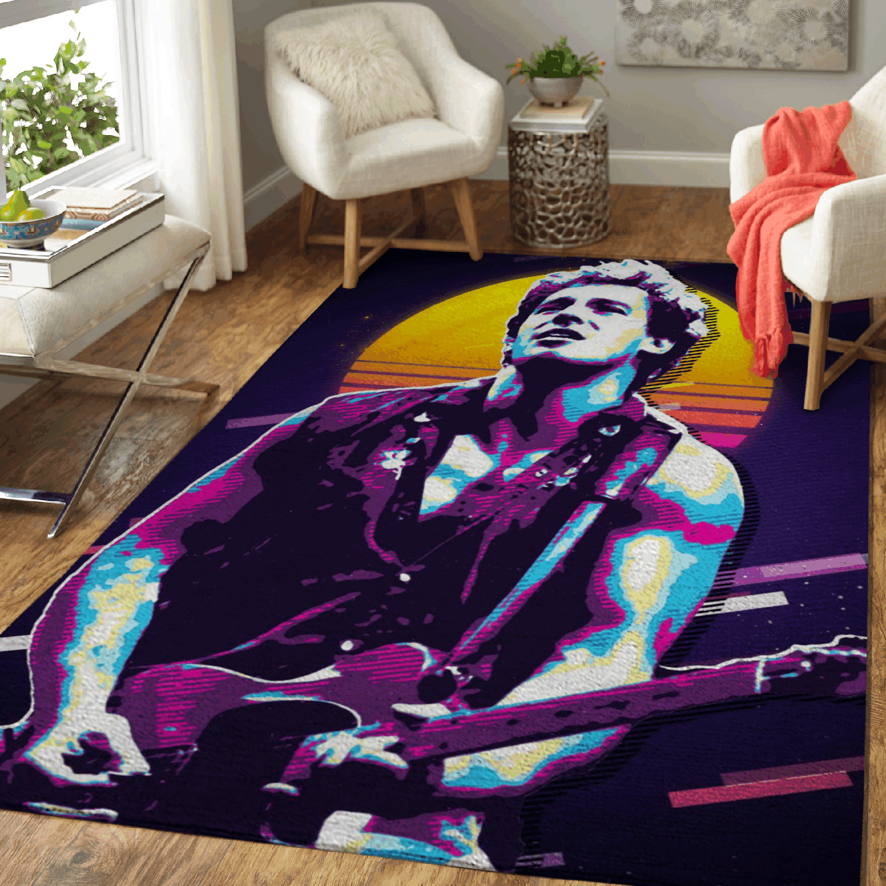 Deschea Bruce Springsteen Singer And Musician Art For Fans Area Rug Area