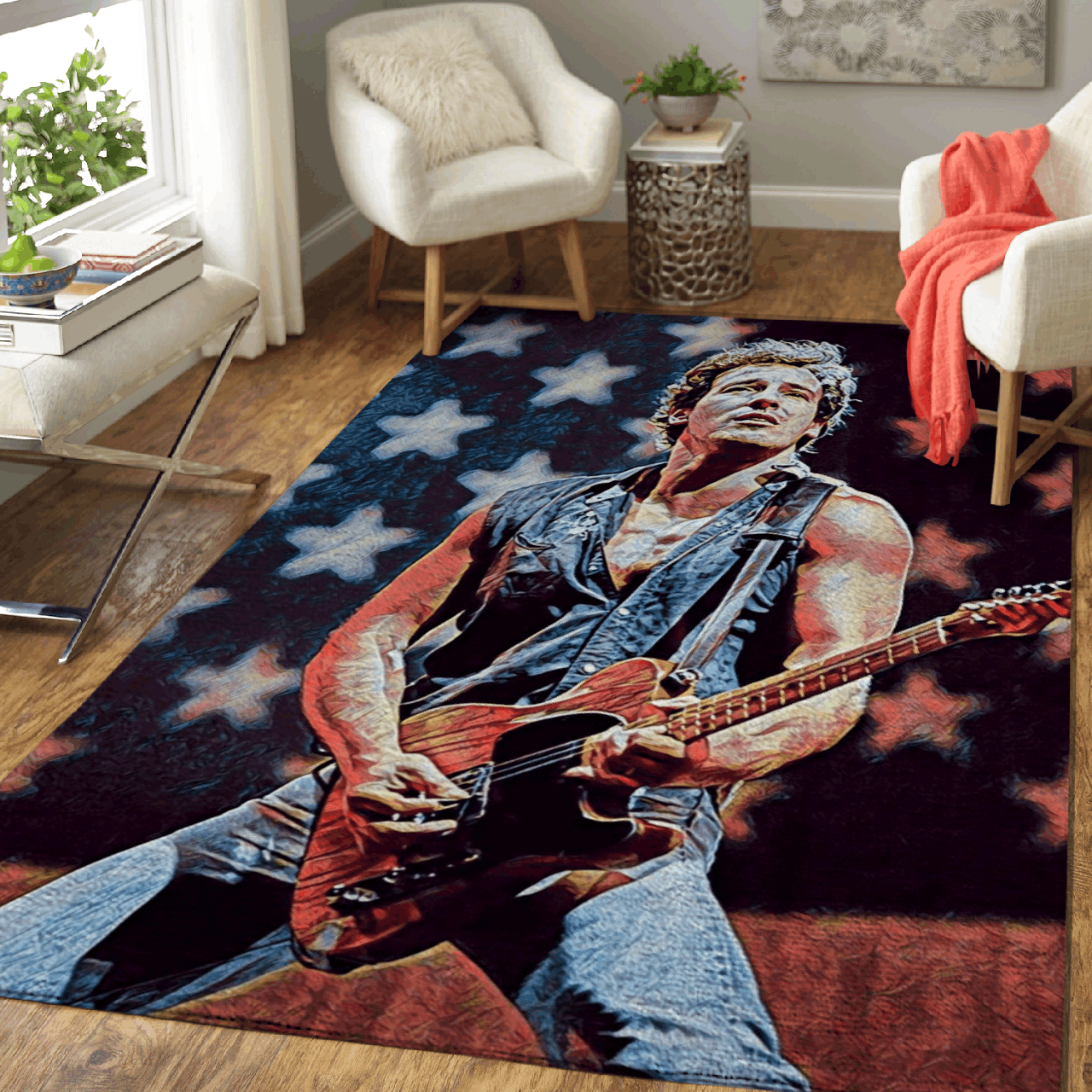 Deschea Bruce Springsteen The Boss Singer And Musician Art Area Rug Area