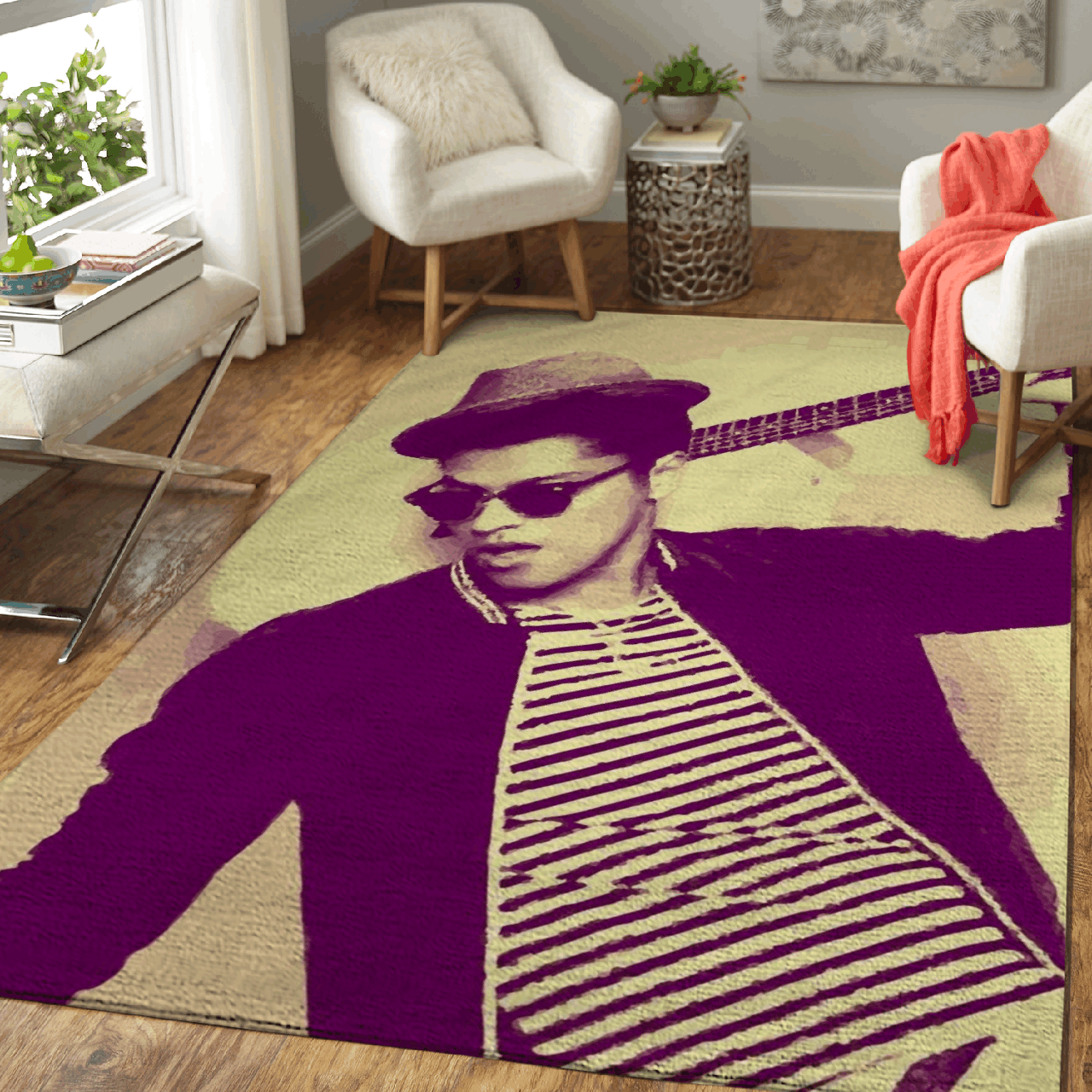 Deschea Bruno Mars American Singer Art Area Rug Area