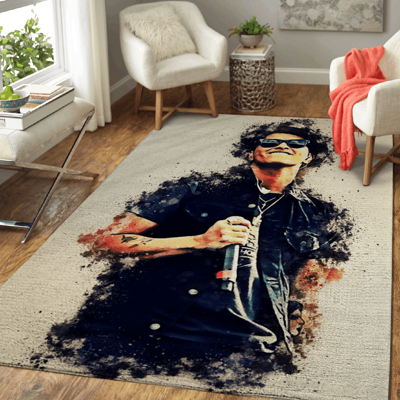 Deschea Bruno Mars Peter Gene Hernandez American Singer Art Area Rug Area