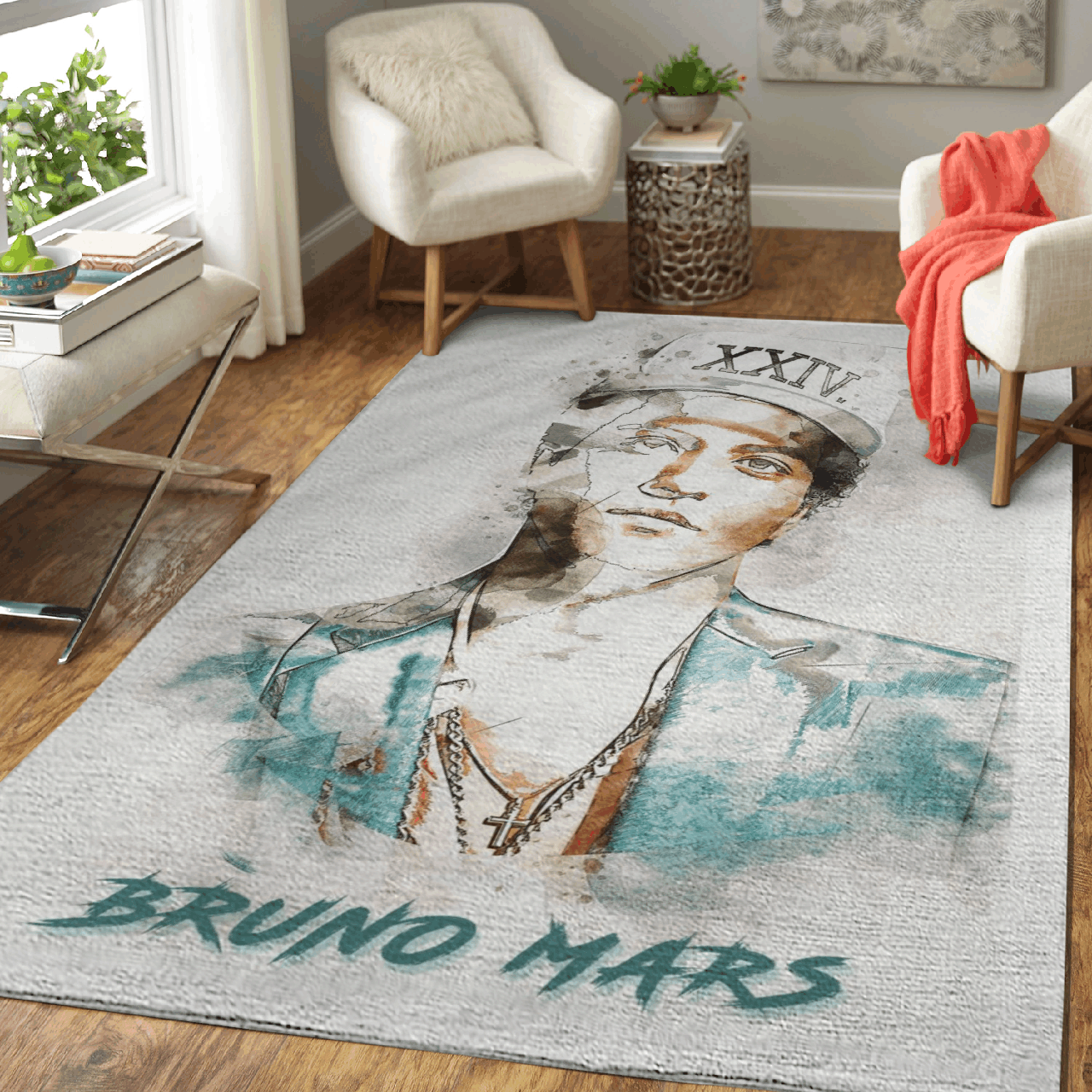 Deschea Bruno Mars Singer Peter Gene Hernandez Art For Fans Area Rug Area