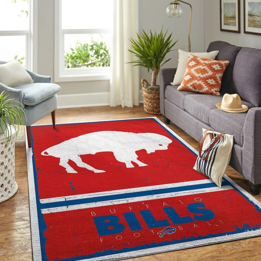 Deschea Buffalo Bills Nfl Area Rugs Retro Style Team Logo Sports