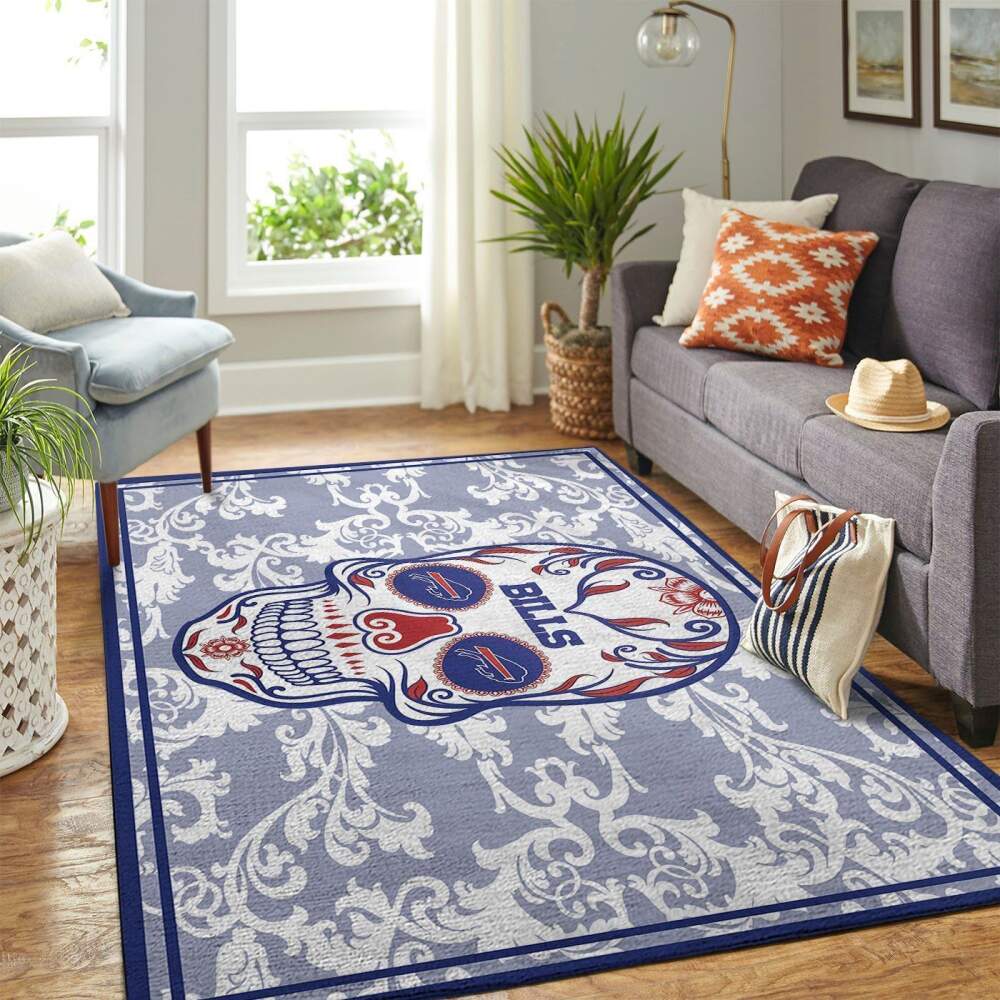 Deschea Buffalo Bills Nfl Area Rugs Skull Flower Style Sports