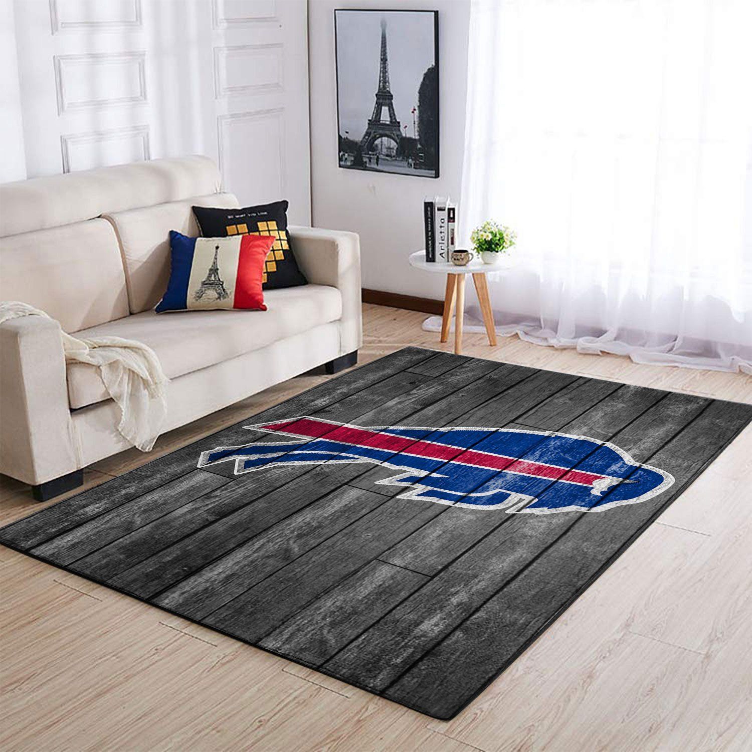 Deschea Buffalo Bills Nfl Team Logo Grey Area Rugs Wooden Style Sports