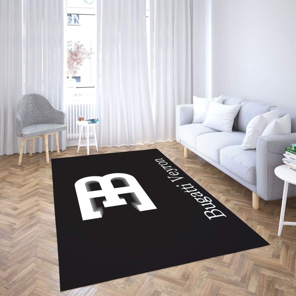 Deschea Bugatti Logo Area Rug Black Design V11259