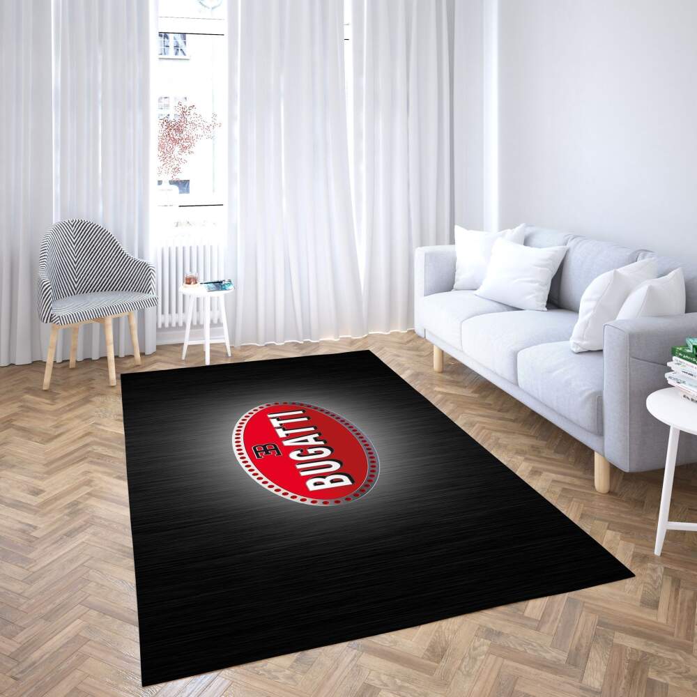 Deschea Bugatti Logo Area Rug Black Red Ellipse