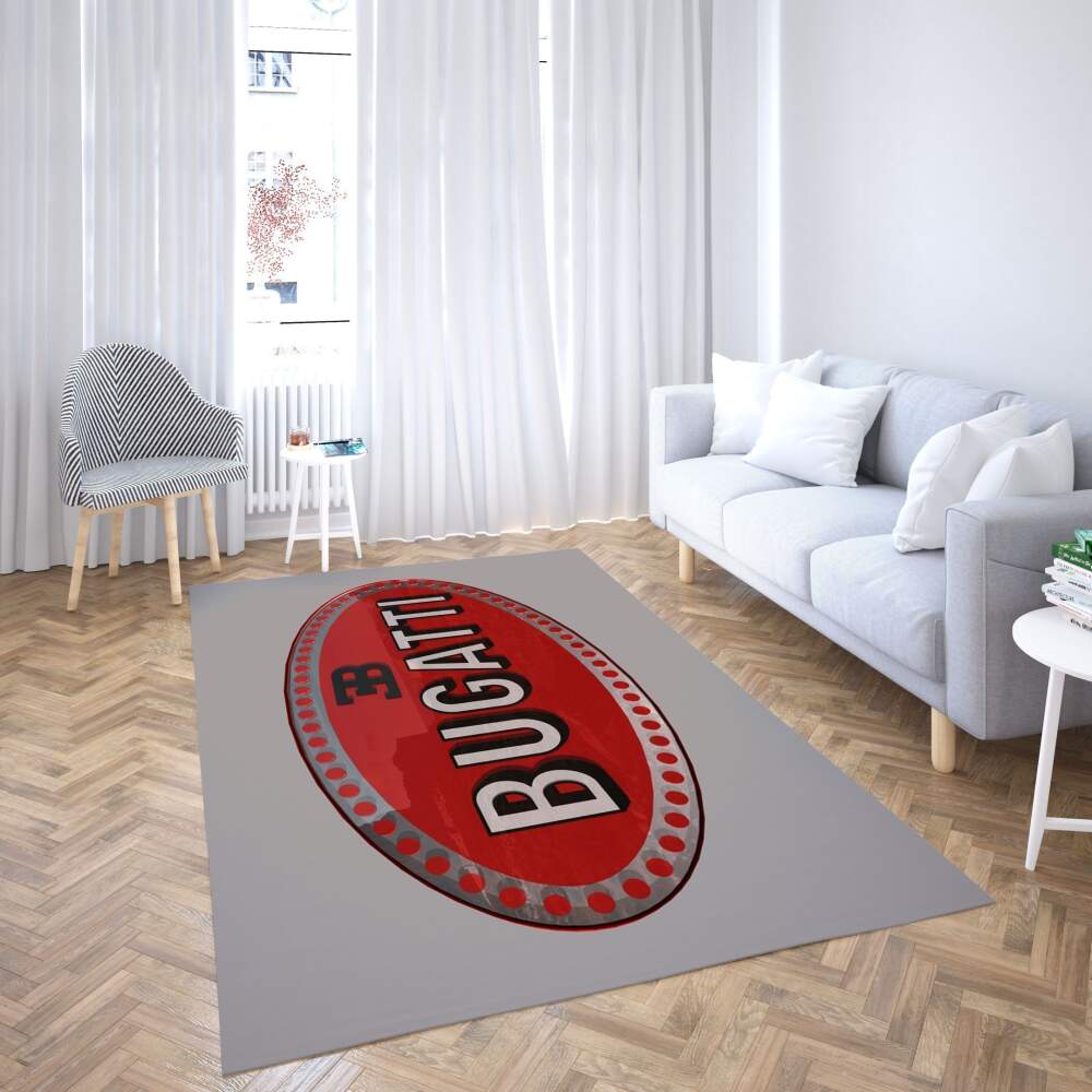 Deschea Bugatti Logo Area Rug Red Ellipse Design