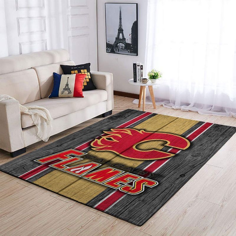 Deschea Calgary Flames Nhl 7 Area Rug And