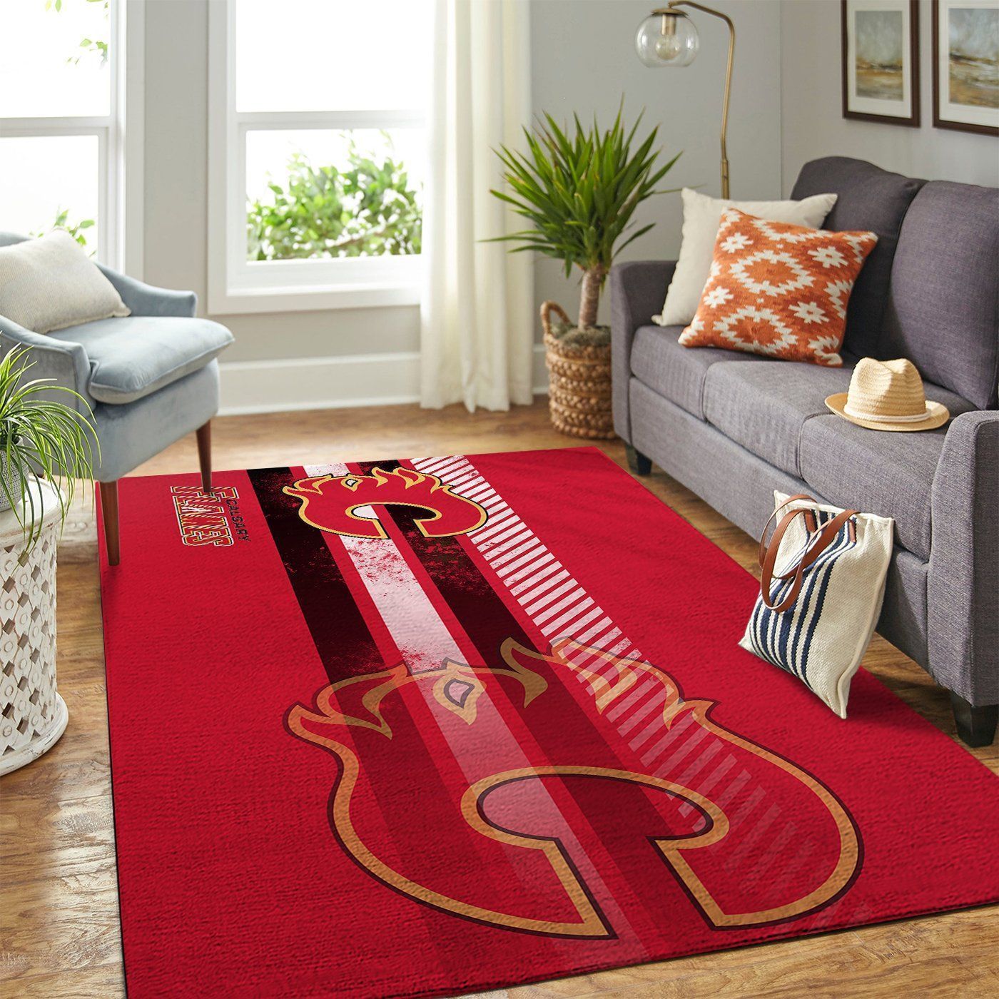 Deschea Calgary Flames Nhl Area Rugs Team Logo Sports