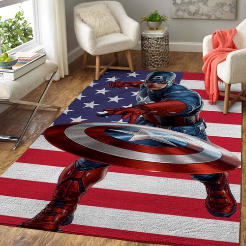 Deschea Captain America Area Rug Marvel Superhero Movie Rug