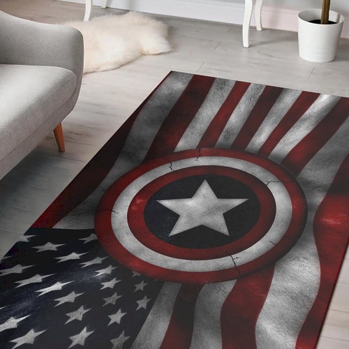 Deschea Captain America Marvel Comics American Flag Rug