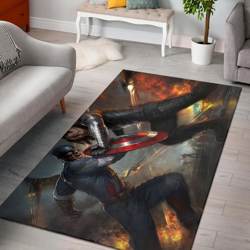 Deschea Captain America Shield Fight The Winter Soldier Rug