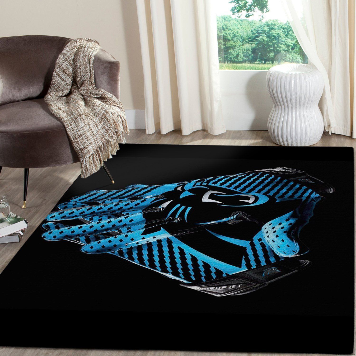 Deschea Carolina Panthers Area Rug Nfl Football Team Logo V3340