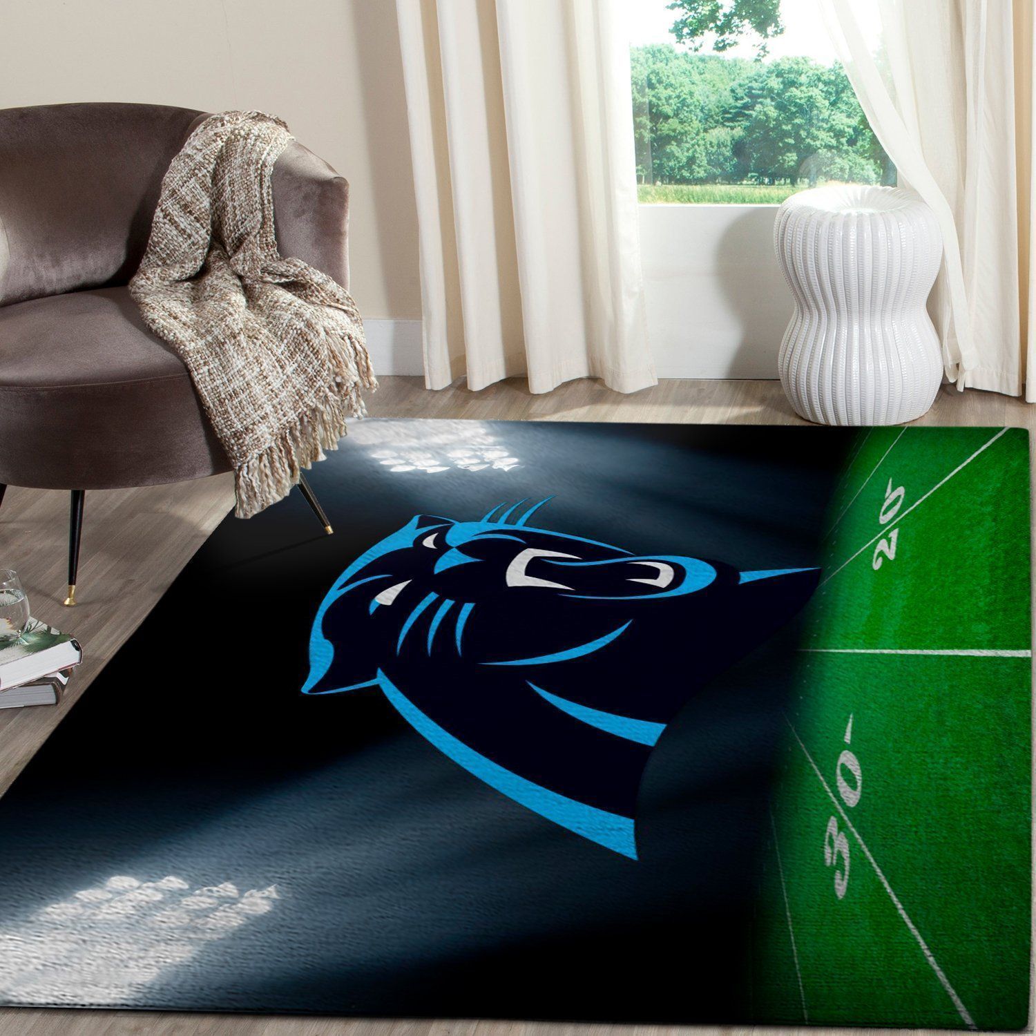 Deschea Carolina Panthers Area Rug Nfl Football Team Logo V3342