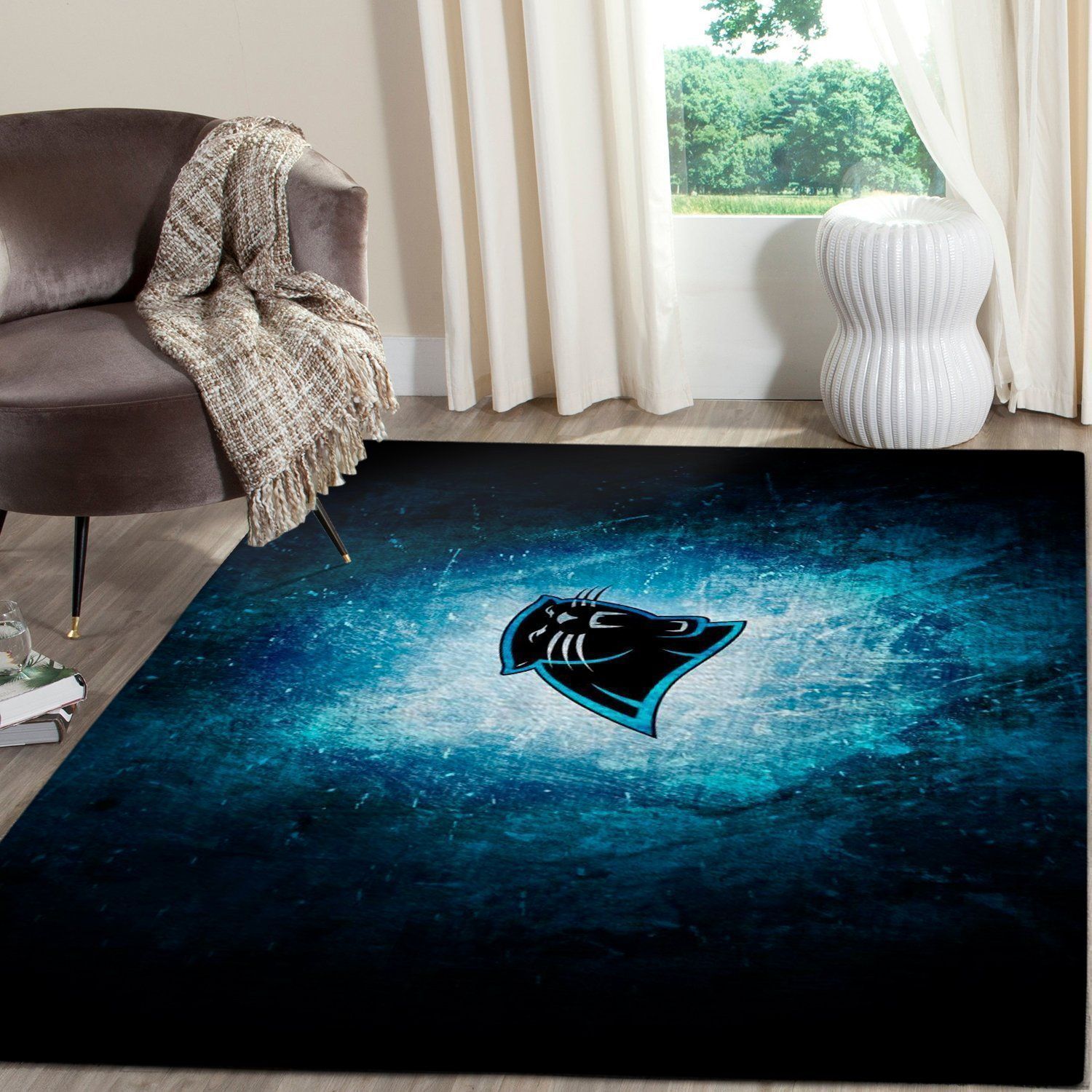 Deschea Carolina Panthers Area Rug Nfl Football Team Logo V3348